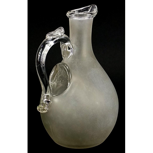 195 - Victorian frosted and clear glass white port carafe etched White Port 1861, 24cm high