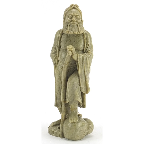 574 - Chinese carved soapstone figure of an elder, 20.5cm high