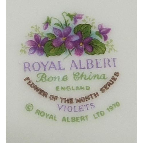 453 - Collection of Royal Albert Flower of the Month series cups, saucers and side plates, the largest, th... 