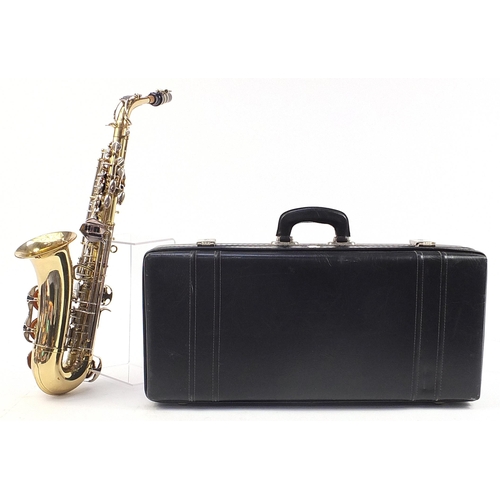 400 - Corton by Amati chrome plated and brass alto saxophone with protective case, numbered 178985, 62cm i... 