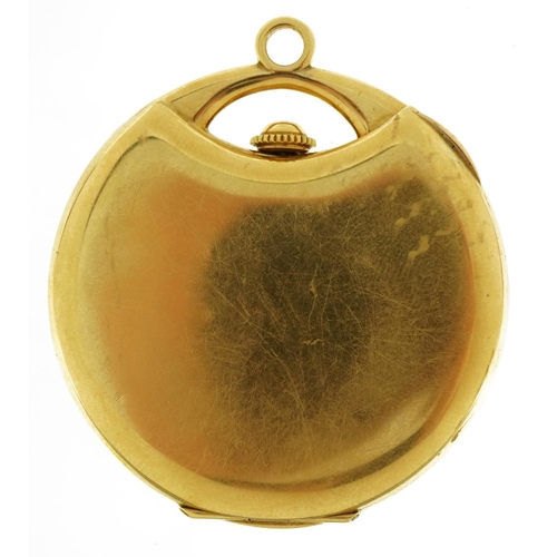 1408 - Zenith, Art Deco 18ct gold pocket watch, 4.6cm wide, 59.9g
