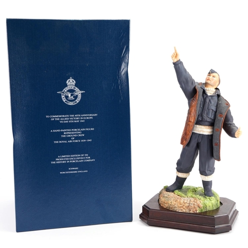 431 - Ashmore for Worcester porcelain commemorative military figure raised on a wooden plinth display stan... 