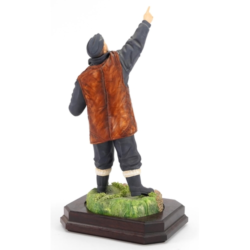 431 - Ashmore for Worcester porcelain commemorative military figure raised on a wooden plinth display stan... 