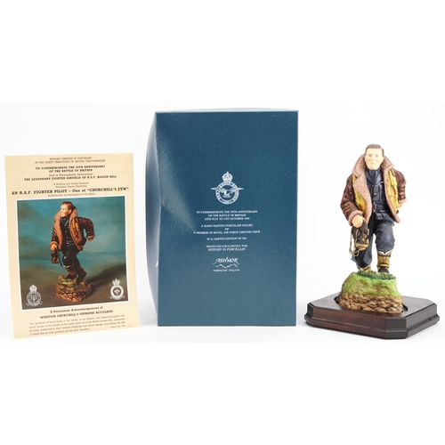 437 - Ashmore for Worcester porcelain commemorative military figure raised on a wooden plinth base, A Roya... 