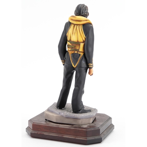 434 - Ashmore for Worcester porcelain commemorative military figure raised on a wooden plinth base, with c... 