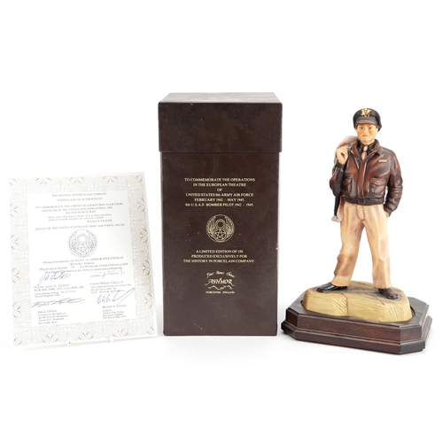 430 - Ashmore for Worcester porcelain commemorative military figure raised on a wooden plinth base, United... 