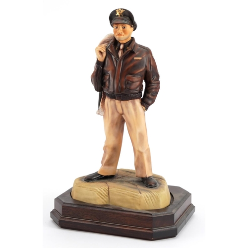 430 - Ashmore for Worcester porcelain commemorative military figure raised on a wooden plinth base, United... 