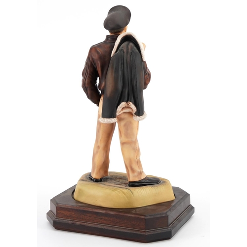 430 - Ashmore for Worcester porcelain commemorative military figure raised on a wooden plinth base, United... 