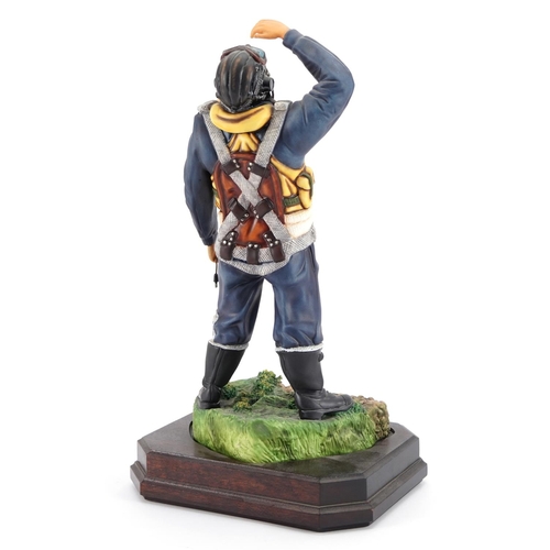 429 - Ashmore for Worcester porcelain commemorative military figure raised on a wooden plinth base with ce... 