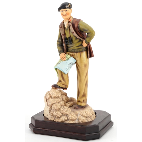 435 - Ashmore for Worcester porcelain commemorative military figure raised on a wooden plinth base, Field ... 