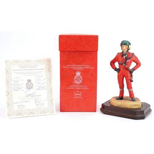 426 - Ashmore for Worcester porcelain commemorative military figure raised on a wooden plinth base with ce... 