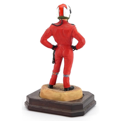 426 - Ashmore for Worcester porcelain commemorative military figure raised on a wooden plinth base with ce... 