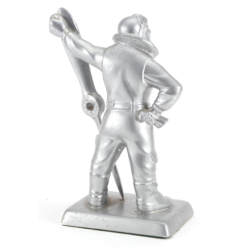 1383 - Military interest silvered figure of an RAF pilot, 27cm high