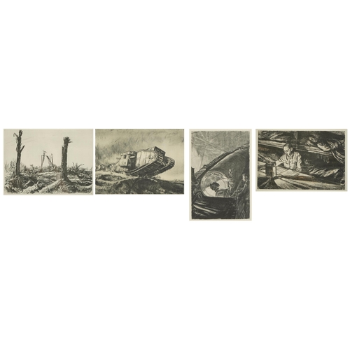 585 - Sir David Muirhead Bone - Set of four prints from The Western Front, published 1917, each with detai... 