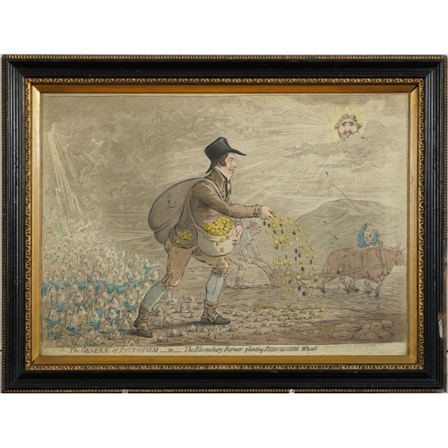 59 - After James Gillray - The Generae of Patriotism or  The Bloomsbury Farmer planting Bedfordshire Whea... 