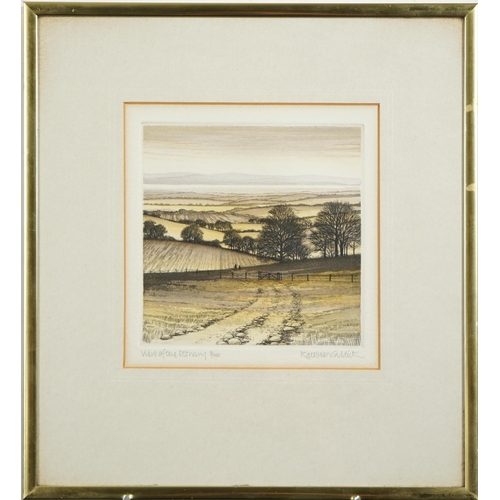 583 - Kathleen Caddick - View of the Estuary, pencil signed print in colour, limited edition 3/150, mounte... 