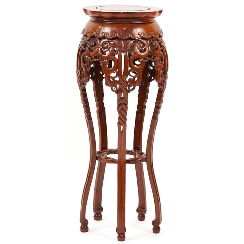 753 - Chinese carved hardwood plant stand, 87cm high