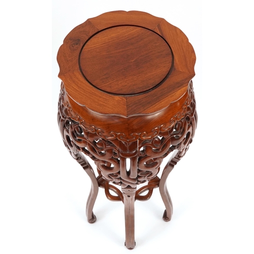 753 - Chinese carved hardwood plant stand, 87cm high