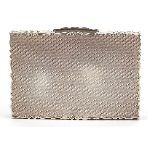 2134 - German rectangular 835 silver engine turned cigarette case, impressed Lameyer to the interior, 8cm w... 