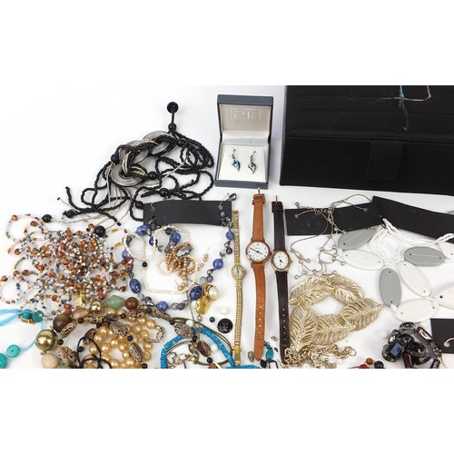 514 - Costume jewellery and wristwatches, some silver including necklaces and earrings