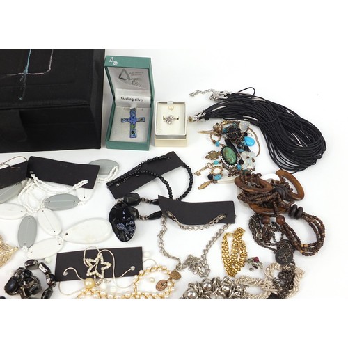 514 - Costume jewellery and wristwatches, some silver including necklaces and earrings