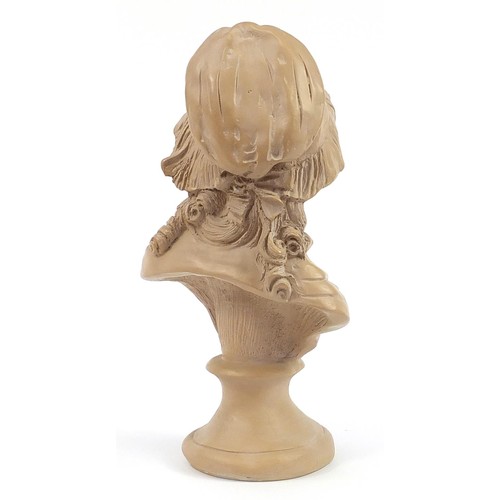 469 - Decorative terracotta style bust of an Italian girl, 44.5cm high