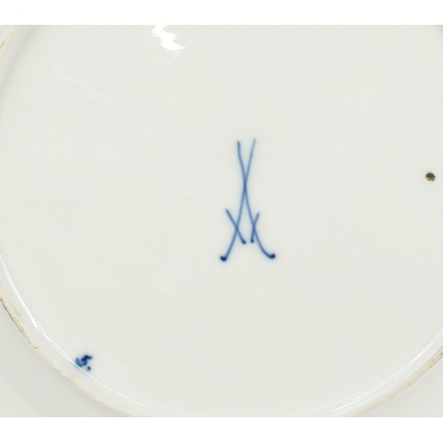 349 - Meissen, German blue and white porcelain comprising two plates and three side plates, each hand pain... 