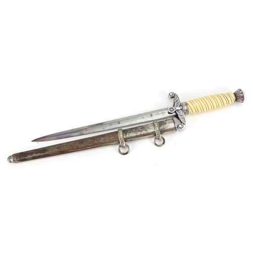 1391 - German military interest dagger with scabbard, the steel blade impressed Alcosa Solingen, 40cm in le... 