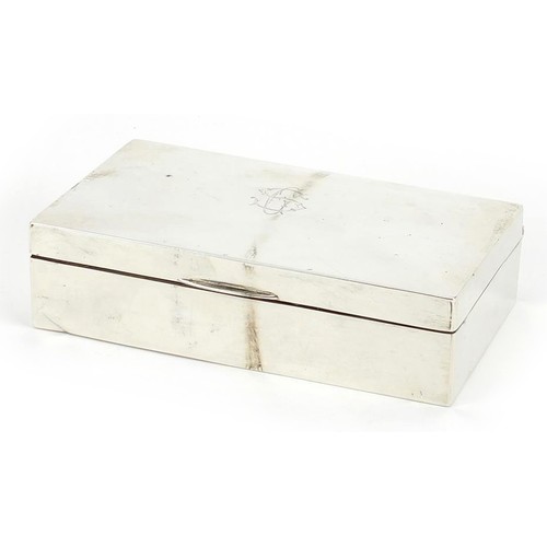 2062 - Percy James Finch, George V rectangular silver cigar box, Birmingham 1923, 4.5cm H x 16cm W x 9.5cm ... 