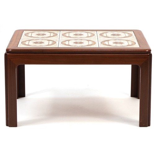 780A - Mid century teak tile top coffee table, probably G Plan, 40cm H x 71cm W x 51cm D