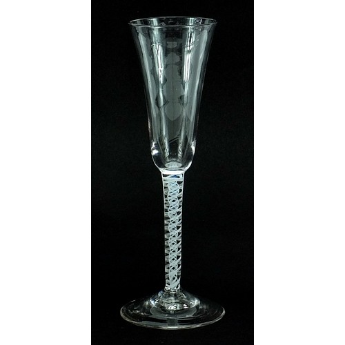 8 - 18th century wine glass with multiple opaque twist stem, 19cm high