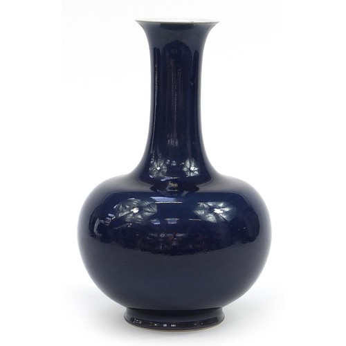 14 - Large Chinese porcelain vase having a blue glaze, six figure character marks to the base, 37cm high