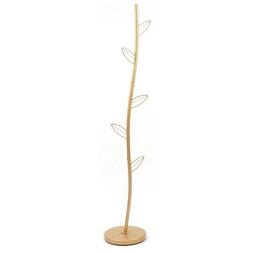 763 - Gilt metal naturalistic hat and coat stand, 175cm high
