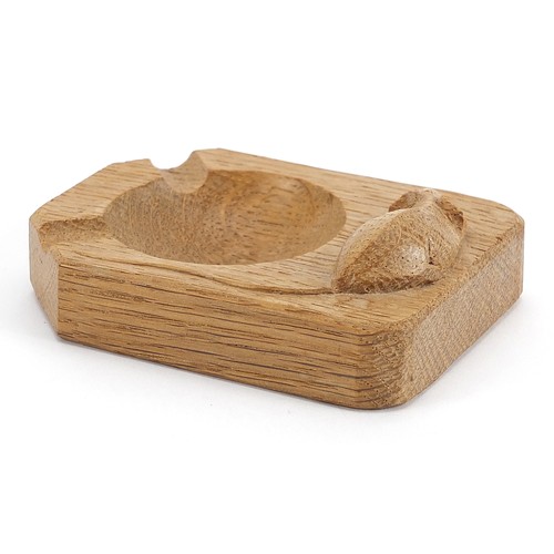 67 - Robert Thompson Mouseman oak ashtray with carved signature mouse, 10cm in length