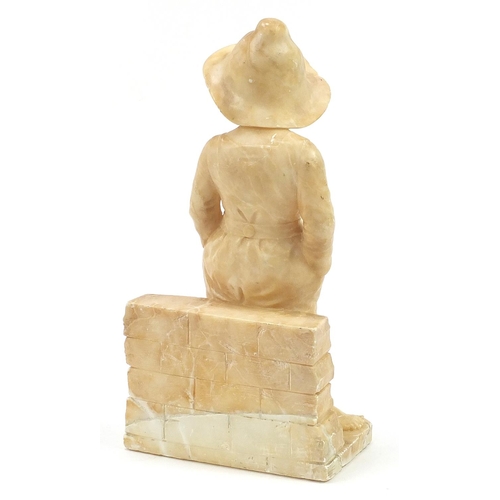 647A - Alabaster sculpture of a standing young Dutch boy, 39cm high