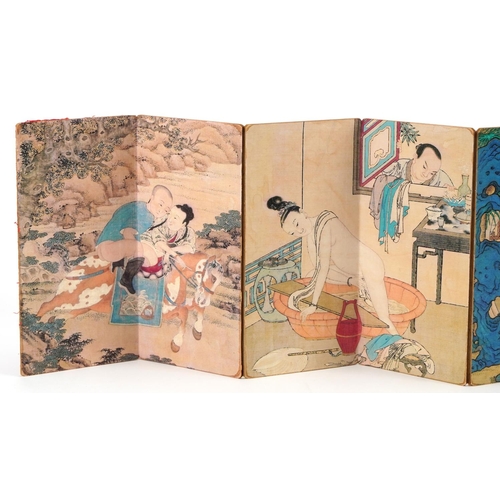 819 - Chinese folding book depicting erotic scenes, 18.5cm high