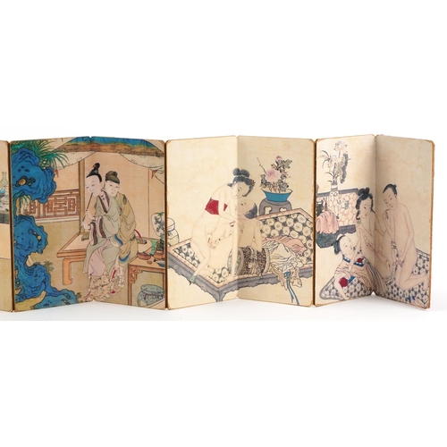 819 - Chinese folding book depicting erotic scenes, 18.5cm high