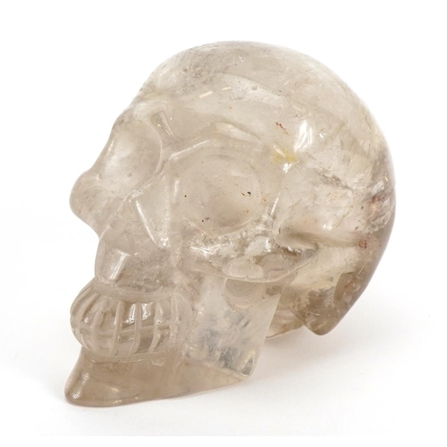 966 - Rock crystal carving of a human skull, 8cm in length