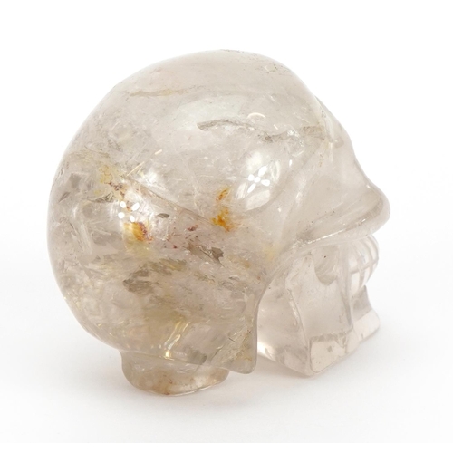 966 - Rock crystal carving of a human skull, 8cm in length