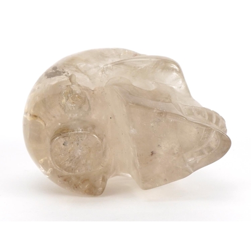 966 - Rock crystal carving of a human skull, 8cm in length