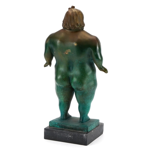 496 - Mid century design patinated bronze study of a nude female, 38cm high