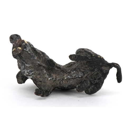 1022 - Modern cold painted bronze boar in the style of Franz Xaver Bergmann, 6cm in length