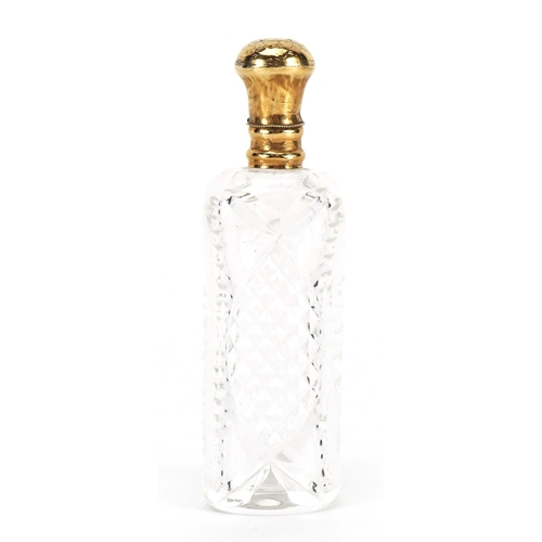 110 - Dutch unmarked gold mounted cut glass scent bottle, 9.5cm high