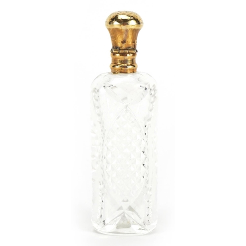 110 - Dutch unmarked gold mounted cut glass scent bottle, 9.5cm high