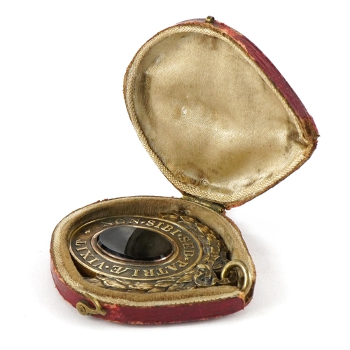 2529 - George III silver gilt Pitt Club member's badge with silk and velvet lined case, the medal engraved ... 