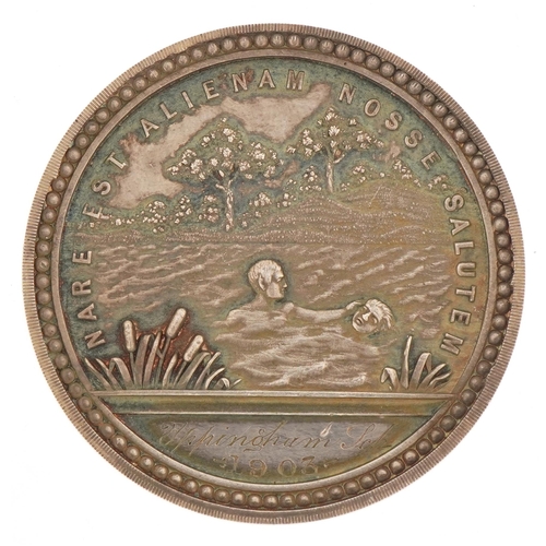 2530 - Victorian silver medal for Proficiency in Swimming Exercise with Reference to Saving Life from Drown... 