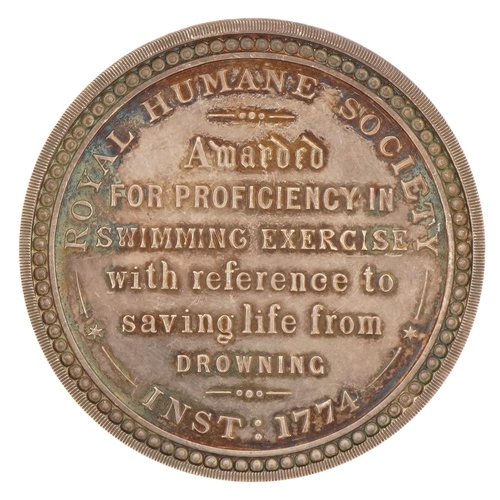 2530 - Victorian silver medal for Proficiency in Swimming Exercise with Reference to Saving Life from Drown... 