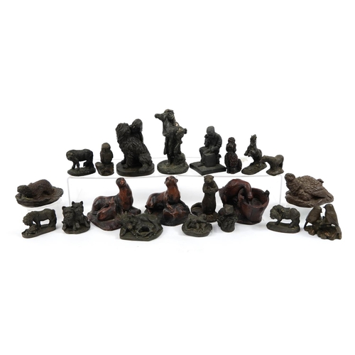 1179 - Collection of bronzed figures and animals including dogs and horse and pony, the largest 17.5cm high