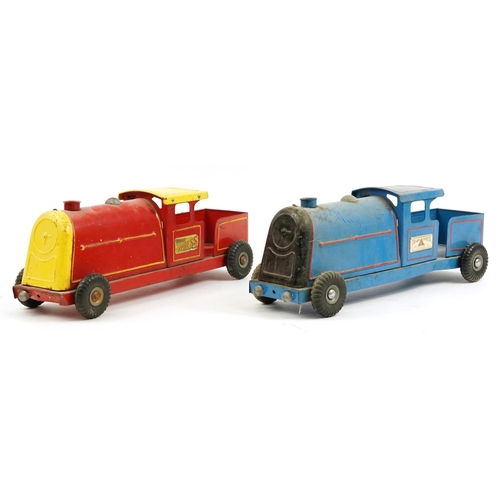 1572 - Two vintage Tri-ang tinplate Express locomotives, each 51cm in length