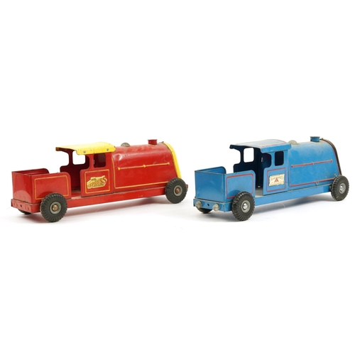 1572 - Two vintage Tri-ang tinplate Express locomotives, each 51cm in length